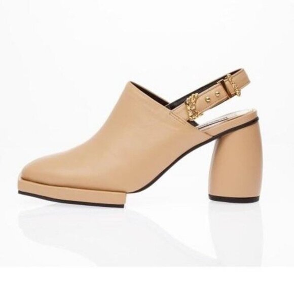 Reike Nen Square Toe Slingback Mules in Beige 38.5 8.5